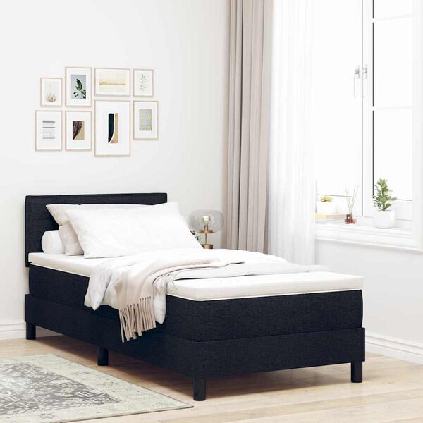 vidaXL Boxspringbett mit Matratze Schwarz 90 x 200 cm Stoff