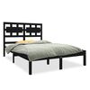 vidaXL Massivholzbett Schwarz 135x190 cm