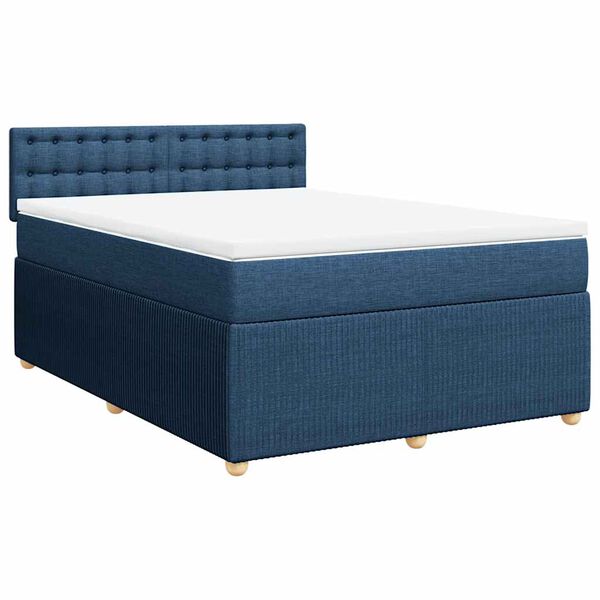 vidaXL Boxspringbett mit Matratze Blau 140x200 cm Stoff