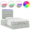 vidaXL Ottoman-Bett mit Matratzen & LEDs Hellgrau 120x190 cm Samt