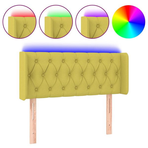 vidaXL LED Kopfteil Gr&uuml;n 93x16x78/88 cm Stoff