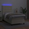 vidaXL Boxspringbett mit Matratze & LED Creme 90x200 cm Kunstleder