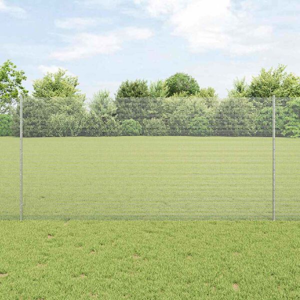 vidaXL Zaun mit Pfosten Silber 1,2 x 25 m Stahl