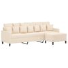 vidaXL 3-Sitzer-Sofa mit Hocker Creme 210 cm Samt