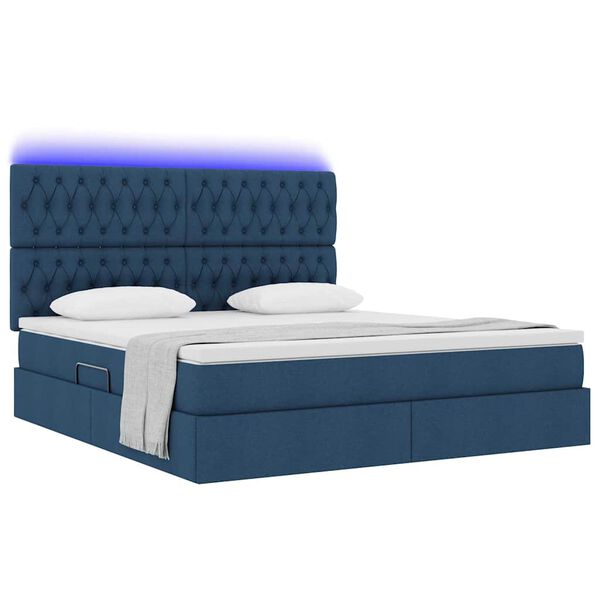 vidaXL Bett mit Stauraum und LED mit LED Blau 180 x 200 cm Polyester