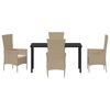 vidaXL Garten Essgruppe mit Kissen 5 pcs Beige Poly-Rattan