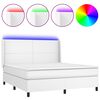 vidaXL Boxspringbett mit Matratze & LED Wei&szlig; 160x200 cm Kunstleder