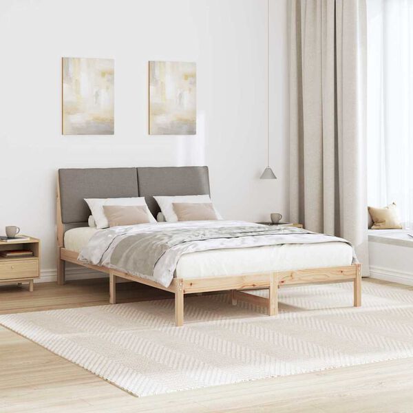 vidaXL Bettgestell Braun und Taupe 140 x 190 cm Massivholz Kiefer