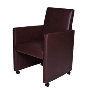 vidaXL Esszimmerst&uuml;hle 2 Stk. Braun Kunstleder