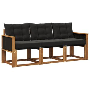 vidaXL Outdoor-Sofagarnitur mit Kissen 3 pcs Nat&uuml;rlich und Schwarz