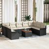 vidaXL Garten-Sofa-Set mit Kissen mit Kissen 10 pcs Schwarz und Creme