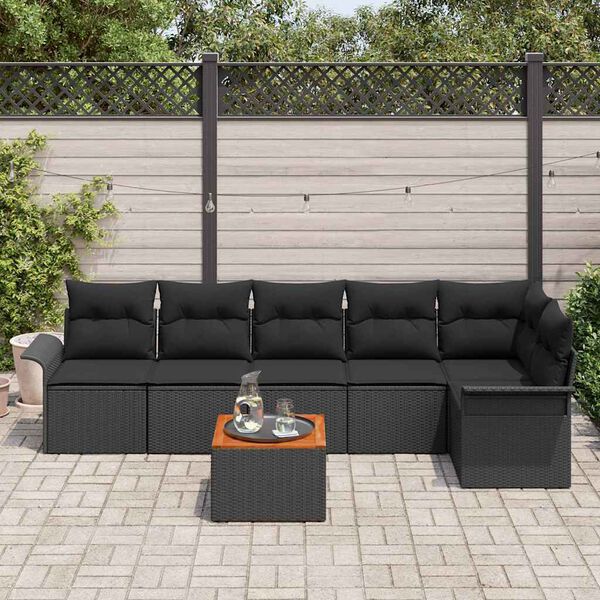 vidaXL Garten-Sofa-Set 7 pcs Schwarz Poly Rattan