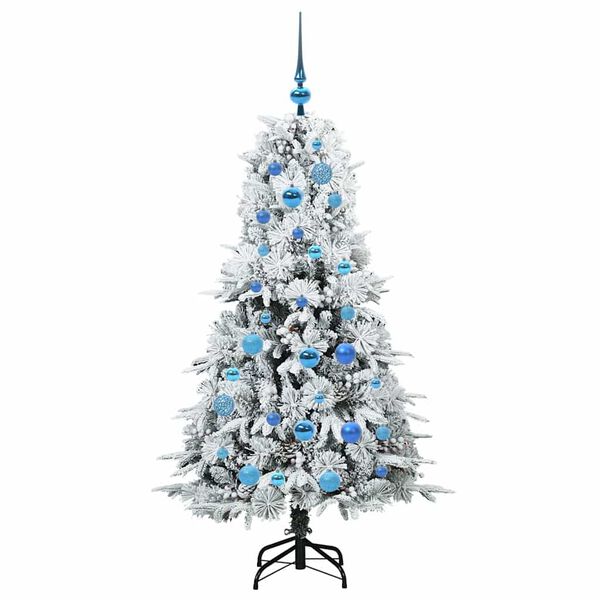 vidaXL K&uuml;nstlicher klappbarer Weihnachtsbaum Wei&szlig; 150 cm PE und PVC