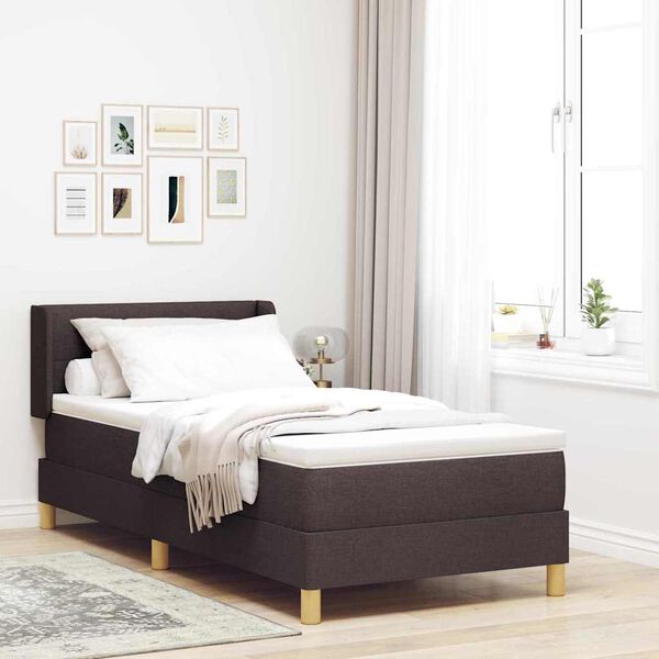 vidaXL Boxspringbett mit Matratze Dunkelbraun 200 x 100 cm Polyester