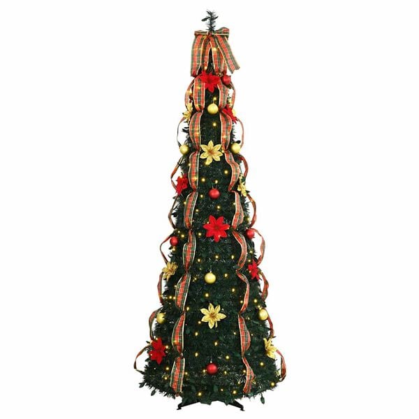 vidaXL Künstlicher Weihnachtsbaum mit 200 LEDs Grün 210 cm PVC