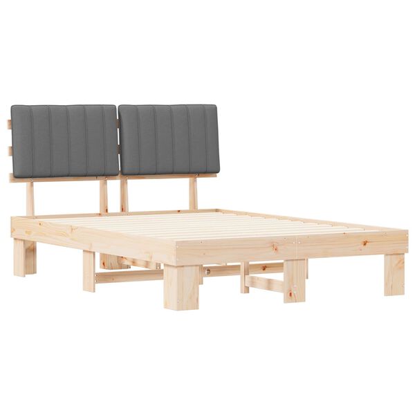 vidaXL Bettgestell mit gepolstertem Kopfteil Hellgrau 140 x 190 cm