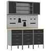 vidaXL Werkbank 7 Stk. Schwarz und Grau Ingenieure Holz und Stahl