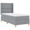 vidaXL Boxspringbett mit LED-Lichtleisten Hellgrau 90 x 200 cm Stoff