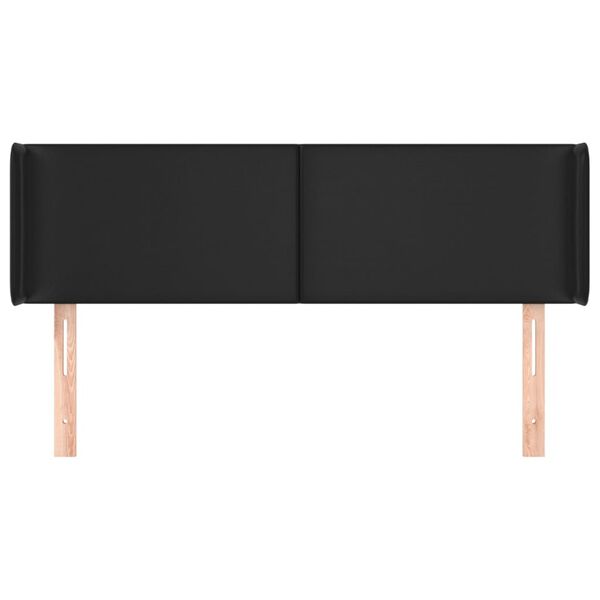 vidaXL Kopfteil mit Ohren Schwarz 147x16x78/88 cm Kunstleder