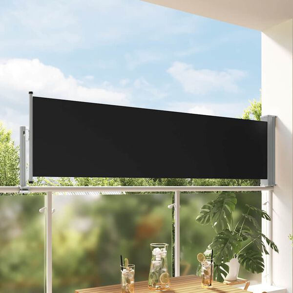 vidaXL Ausziehbare Seitenmarkise 80×300 cm Schwarz