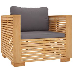 vidaXL Gartensessel mit Dunkelgrauen Kissen Massivholz Teak