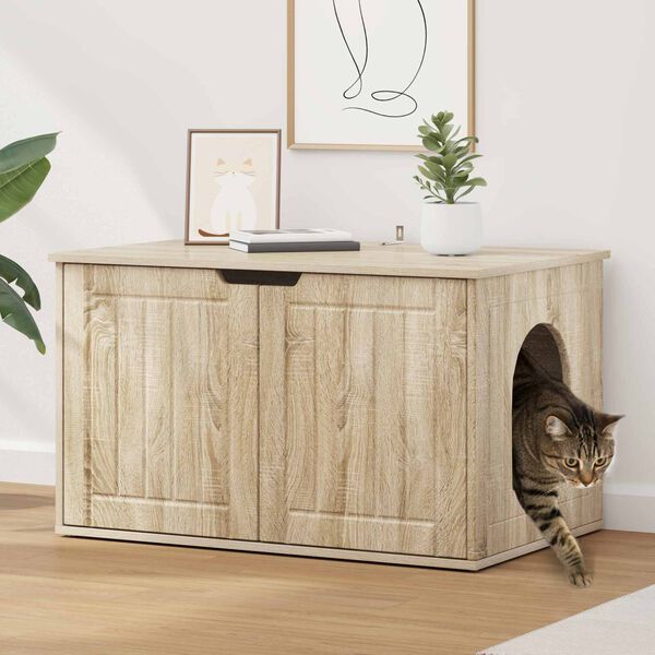 vidaXL Katzenhaus Sonoma 85 x 55 x 50,5 cm Holzwerkstoff