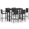 vidaXL 7-tlg. Garten-Bar-Set mit Armlehnen Poly Rattan Schwarz