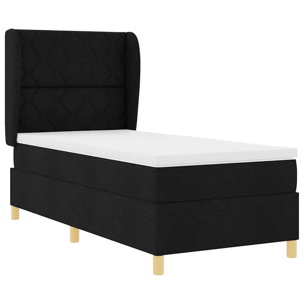 vidaXL Boxspringbett mit Matratze Dunkelgrau 90x190 cm Schwarz