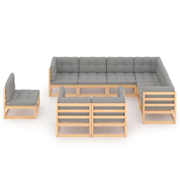 vidaXL 9-tlg. Garten-Lounge-Set mit Kissen Massivholz Kiefer