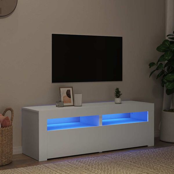 vidaXL TV-Schrank mit LED-Leuchten Weiß 120x35x40 cm