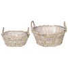 vidaXL Blumentopfkorb mit Speicher 2 pcs Grau Lacak Rattan