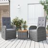 vidaXL 3-tlg. Garten-Lounge-Set Grau Poly Rattan & Massivholz Akazie