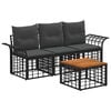 vidaXL Outdoor-Sofagarnitur 4 stk. Schwarz und Dunkelgrau Polyester