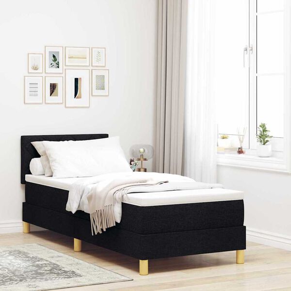 vidaXL Boxspringbett mit Matratze Schwarz 80 x 200 cm Stoff
