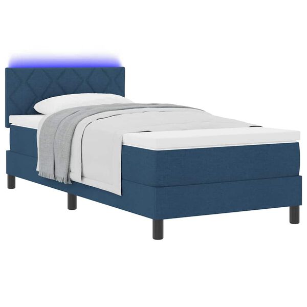 vidaXL Boxspringbett mit Matratze mit LED Blau 90 x 190 cm Stoff