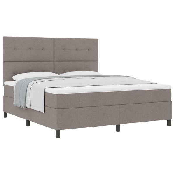 vidaXL Boxspringbett mit Matratze Taupe 180 x 200 cm Stoff
