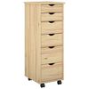 vidaXL Rollschrank 34 x 39 x 93,5 cm Massivholz Kiefer Braun