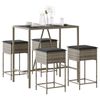 vidaXL 5-tlg. Gartenbar-Set mit Kissen Grau Poly Rattan