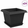 vidaXL Blument&ouml;pfe 24 pcs Schwarz 23 x 23 x 17,5 cm Kunststoff