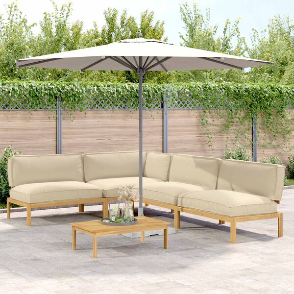 vidaXL Sofa Set mit Kissen Uni 5 pcs Beige Massivholz Akazie