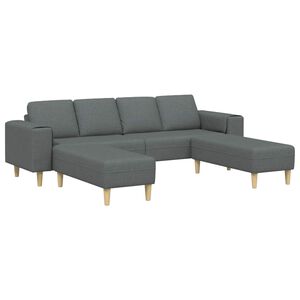 vidaXL Wohnzimmer Couch 3 stk. Dunkelgrau Polyester