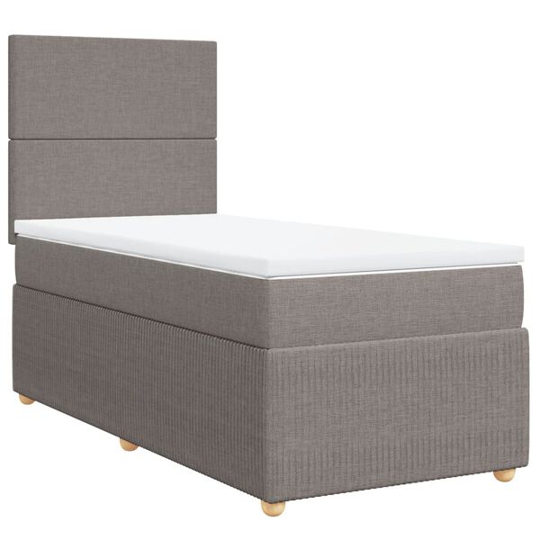 vidaXL Boxspringbett mit Matratze Taupe 90x200 cm Stoff