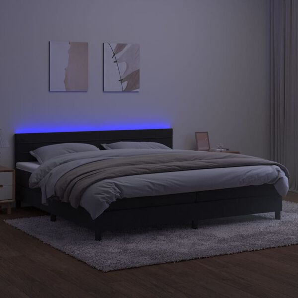 vidaXL Boxspringbett mit Matratze & LED Schwarz 200x200 cm Samt