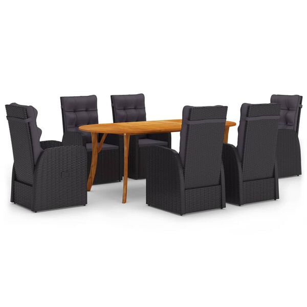 vidaXL 7-tlg. Garten-Essgruppe Schwarz