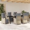vidaXL Garten Essgruppe mit Kissen 7 pcs Beige Poly-Rattan