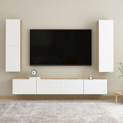 vidaXL TV-Schränke 2Stk. Weiß Sonoma-Eiche 30,5x30x110cm Holzwerkstoff