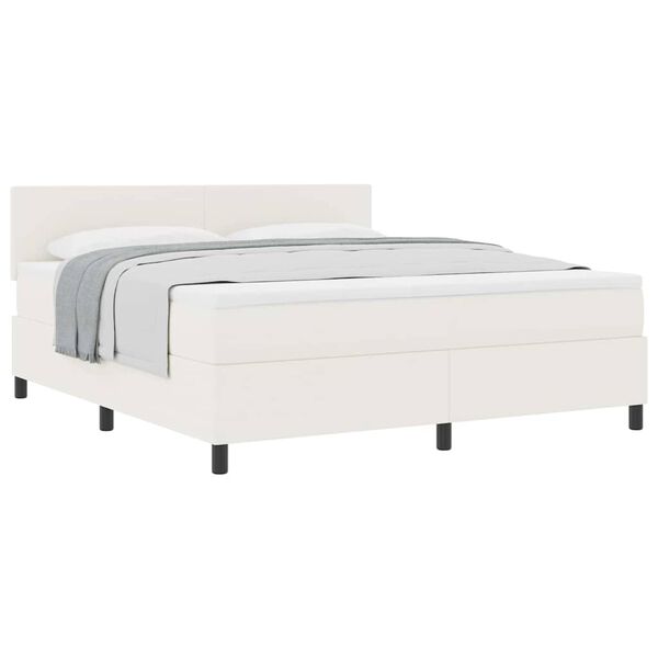 vidaXL Boxspringbett Creme und Wei&szlig; 203 x 180 x 88 cm Cordstoff