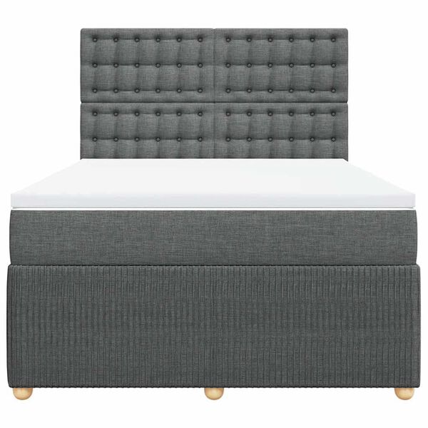 vidaXL Boxspringbett mit Matratze Dunkelgrau 160x200 cm Stoff