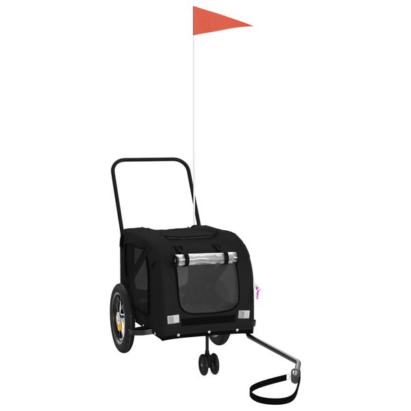 vidaXL Fahrradanhänger Hunde Schwarz Oxford-Gewebe und Eisen