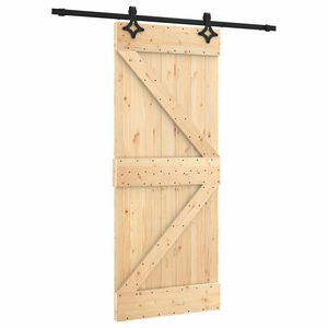 vidaXL Schiebet&uuml;r Nat&uuml;rlich und Schwarz 85 x 210 cm Massivkiefer